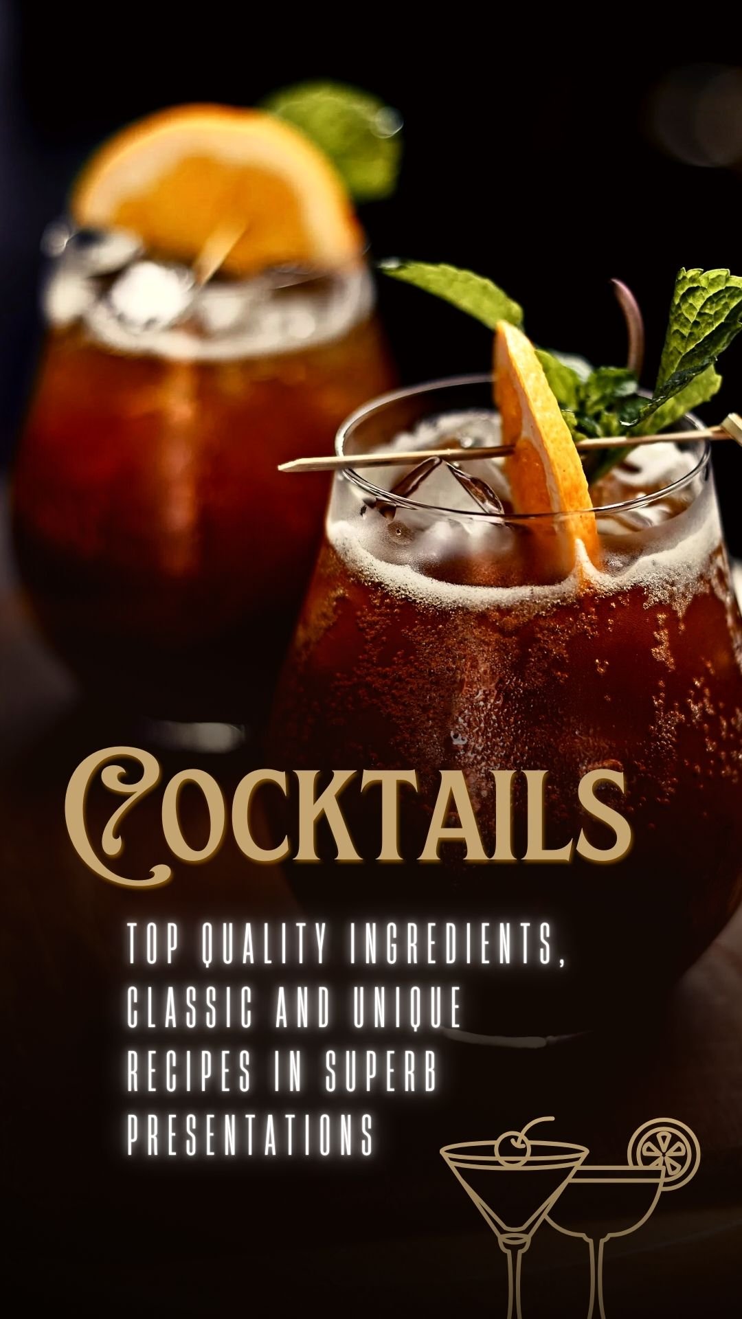 red brown decorative cocktails presentation instagram story