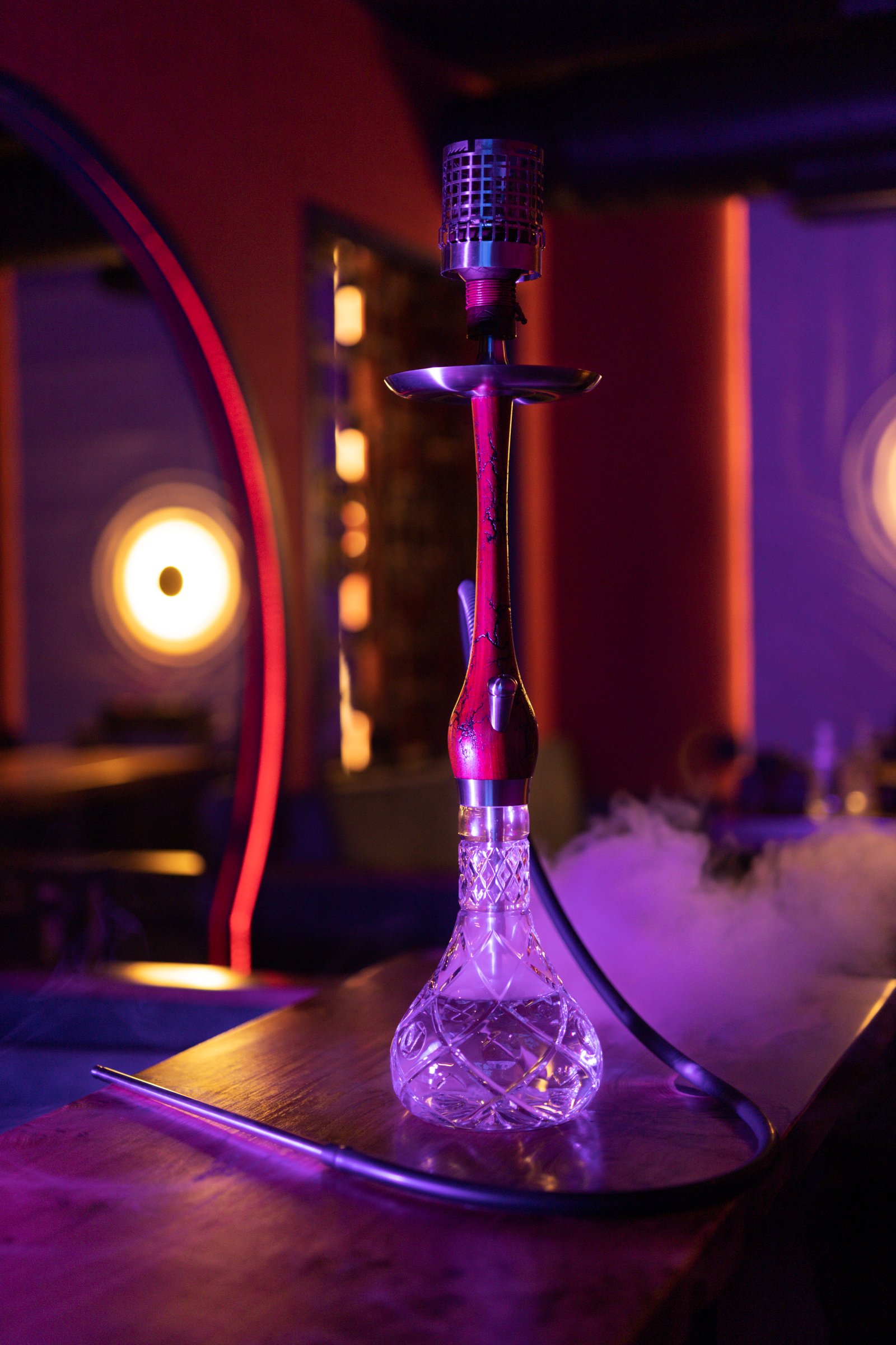 front view full shot hookah cafe light